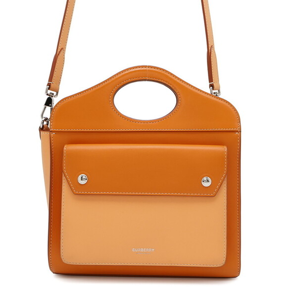 BURBERRY Orange Leather Shoulder Bag - Picture 1 of 16